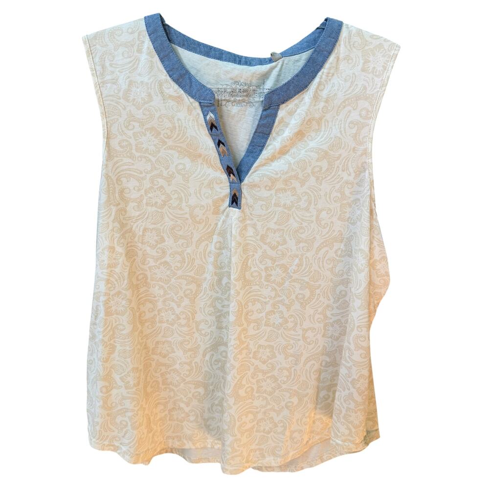 Panhandle Swing Tank Womens Size XXL Cream Floral Paisley Embroidered NWT